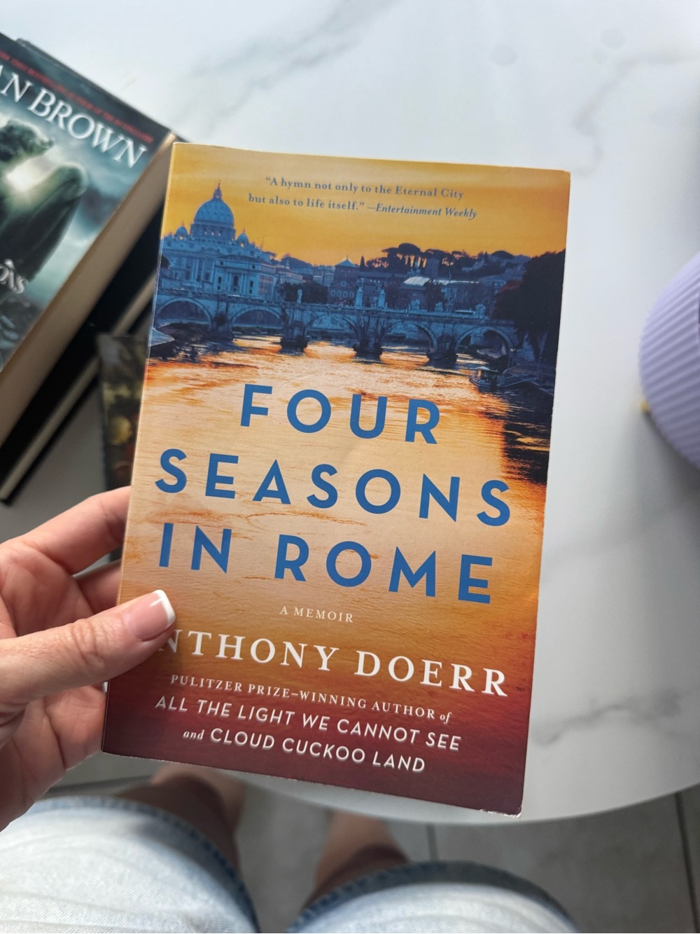 Four Seasons in Rome by Anthony Doerr - Sunset Orange & Blue Cover
